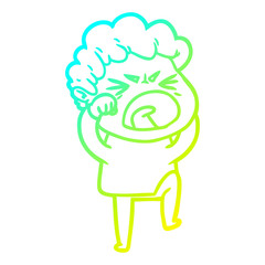 cold gradient line drawing cartoon furious man