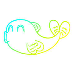 cold gradient line drawing cartoon fish