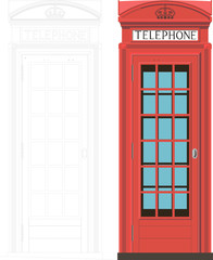 Obraz premium red phone box color london england uk vector high detail