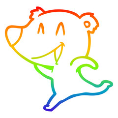 rainbow gradient line drawing laughing bear cartoon