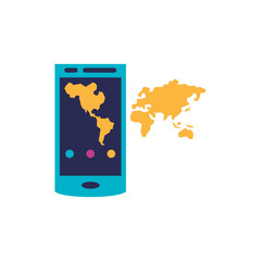 smartphone device with world planet earth