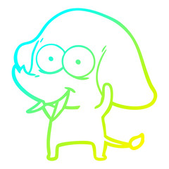 cold gradient line drawing happy cartoon elephant