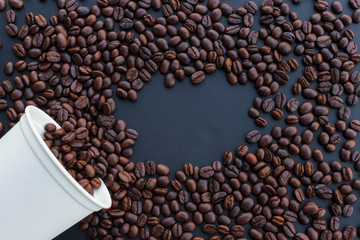 closeup coffee bean on black background
