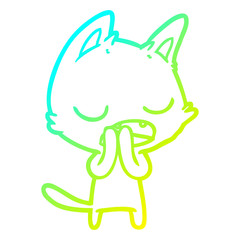 cold gradient line drawing talking cat cartoon
