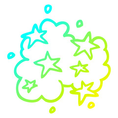 cold gradient line drawing cartoon magical cloud
