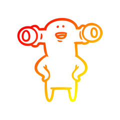 warm gradient line drawing friendly cartoon alien