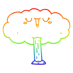 rainbow gradient line drawing cartoon tree