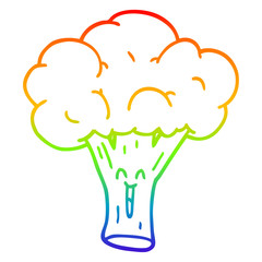 rainbow gradient line drawing cartoon broccoli