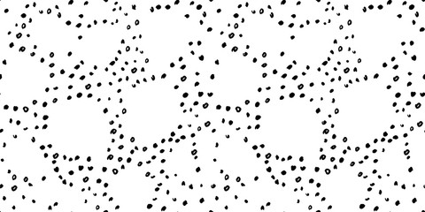Abstract seamless vector pattern. Hand draw polka dots, brush black and white pattern . Monochrome texture. Sketch. Backgrounds of simple primitive with dots for textile design, for cover, wallpaper.