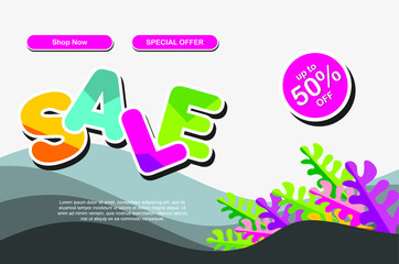 Sale banner template design. Vector illustration.EPS 10