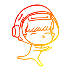 Obraz premium warm gradient line drawing cartoon curious astronaut