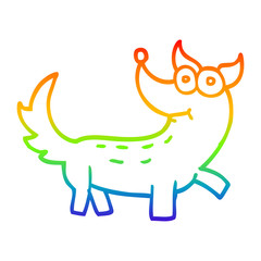 rainbow gradient line drawing cartoon dog