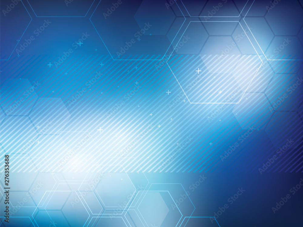 Poster blue abstract background technology with hexagonal shapes. bright background and vibrant color.