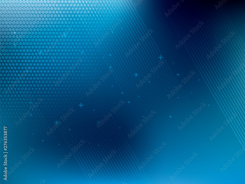 Poster blue abstract background technology with half tone effect and parallel lines. bright background and 