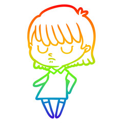 rainbow gradient line drawing cartoon woman