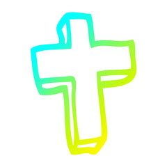 Fototapeta premium cold gradient line drawing cartoon wood cross