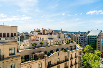BARCELONA, SPAIN - APRIL 2019: Barcelona City view from above, Barcelona, Spain