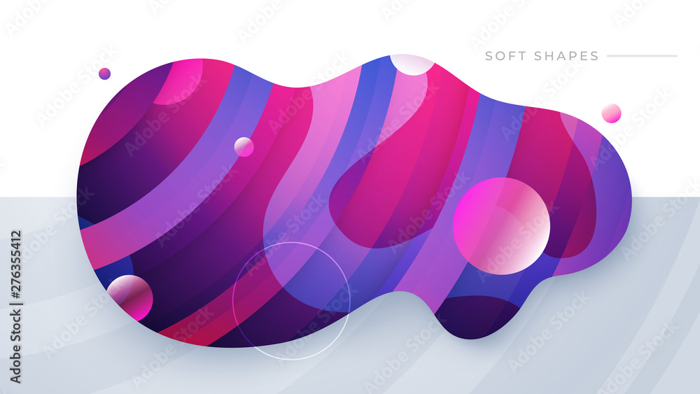 Wall mural flat liquid color abstract geometric shape. fluid gradient elements for minimal banner, logo, social