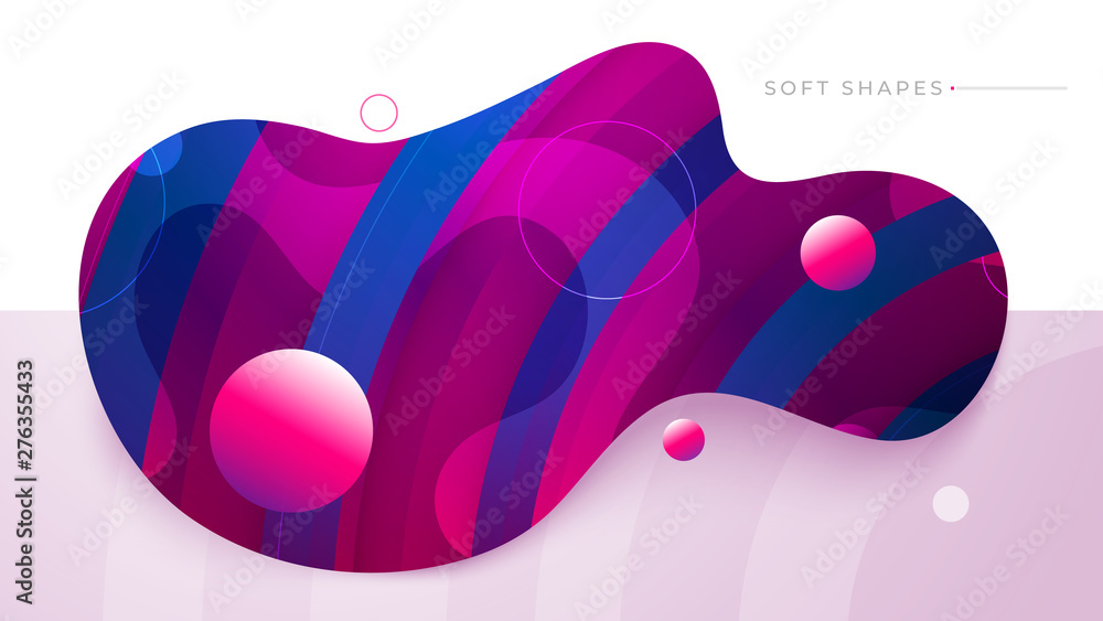 Wall mural flat liquid color abstract geometric shape. fluid gradient elements for minimal banner, logo, social