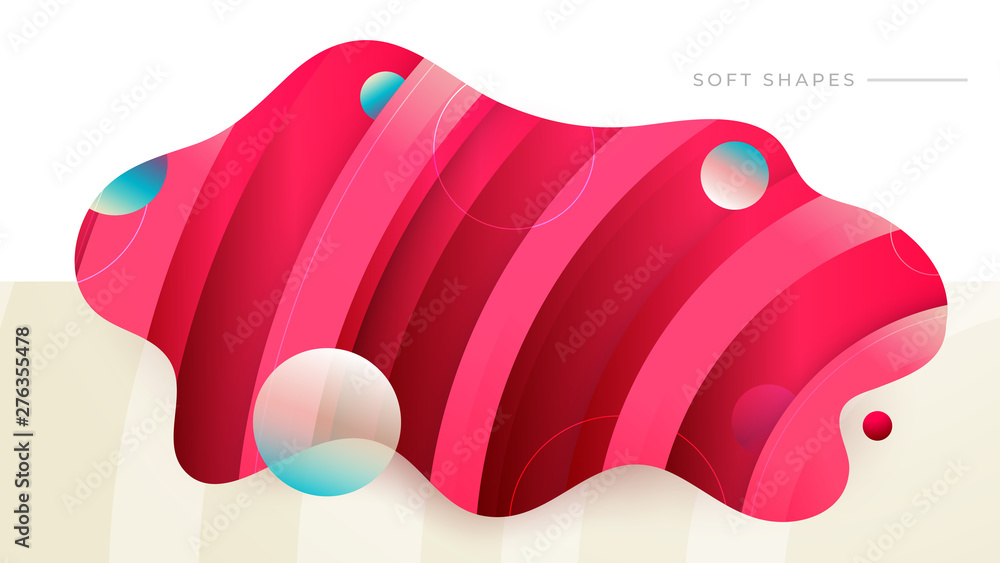 Wall mural flat liquid color abstract geometric shape. fluid gradient elements for minimal banner, logo, social
