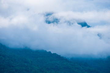 Mountain and fog at Champasak, Laos