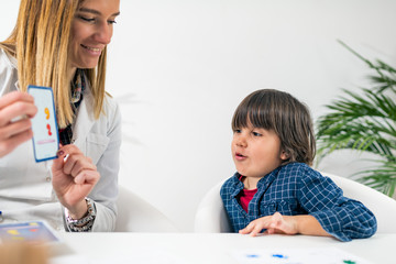 Mental Health Test for Children. Toddler Doing Logic Test with Cards