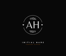 A H AH Beauty vector initial logo, handwriting logo of initial signature, wedding, fashion, jewerly, boutique, floral and botanical with creative template for any company or business.