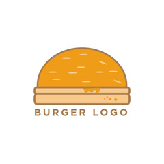 Burger flat logo design  template