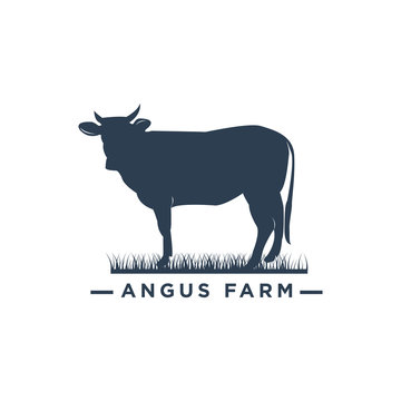 black angus farm logo design.Cow Cattle Beef logo design