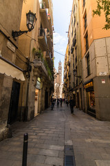 Fototapeta na wymiar Barcelona, Spain - April, 2019: Street of Gotic quartal of the Barcelona Spain,
