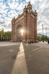 Fototapeta na wymiar Barcelona, Spain - April. 2019: Triumph Arch with sunshine, Arc de Triomf in Barcelona