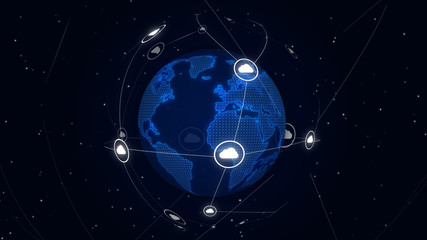 Modern cloud technology futuristic on the earth