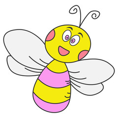 Happy bee in cartoon style.