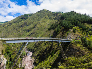 Fototapeta na wymiar Bridge Baños Ecuador Mountains