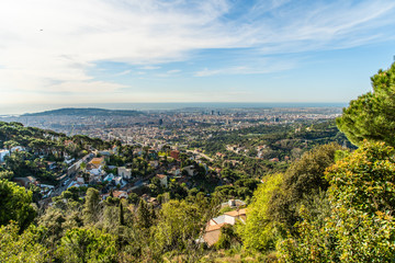 Panoramic view of Barcelona from Tibidabo, Spain