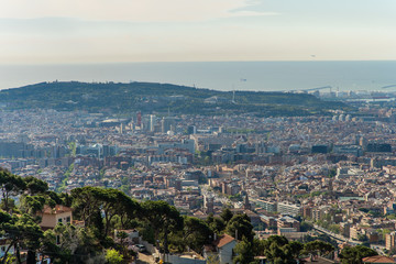 Panoramic view of Barcelona from Tibidabo, Spain