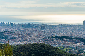 Panoramic view of Barcelona from Tibidabo, Spain