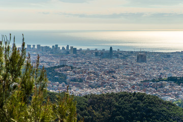 Panoramic view of Barcelona from Tibidabo, Spain