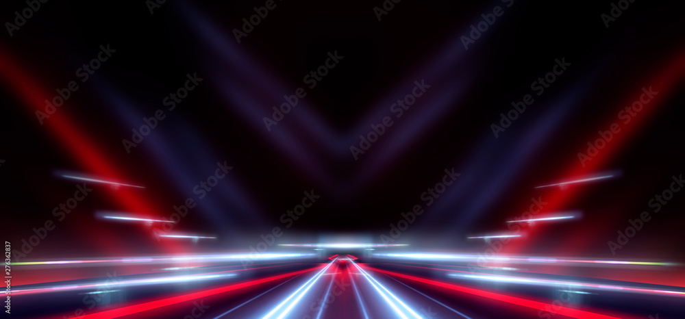 Aufkleber abstract light tunnel. night view of the road in the tunnel. abstract lines and rays of neon light. 