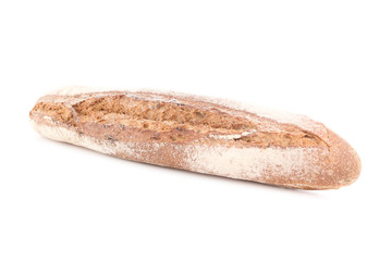 Fresh baguette isolated on white background