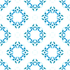 Blue Geometric Watercolor. Seamless Pattern.Surface Ornament.