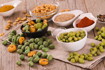 Wasabi coated peanuts.