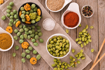 Wasabi coated peanuts.
