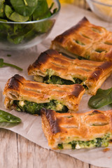 Pie with spinach and ricotta cheese.
