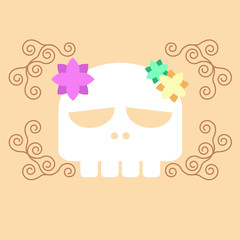 Vector illustration of flat skull 