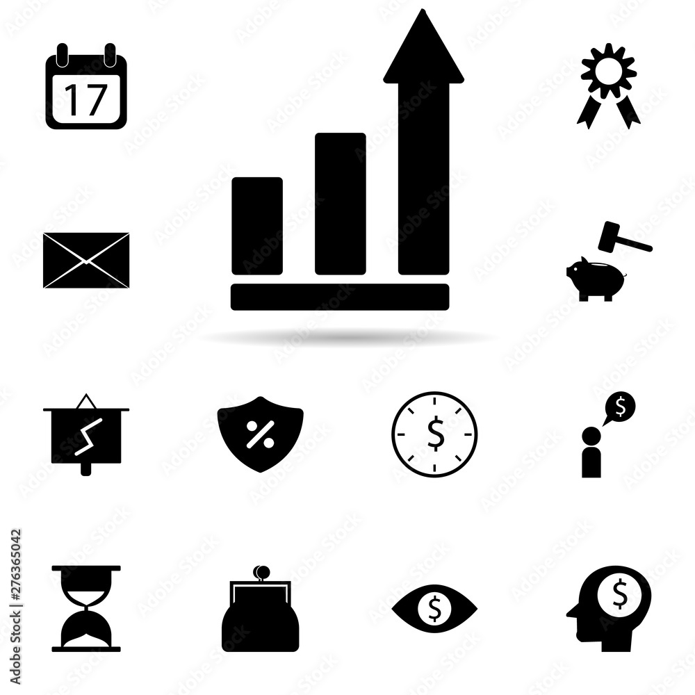 Poster chart with arrow icon. universal set of banking for website design and development, app development