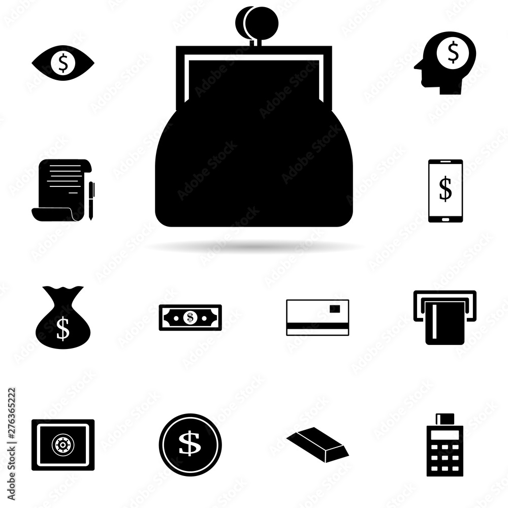 Poster women wallet icon. universal set of banking for website design and development, app development