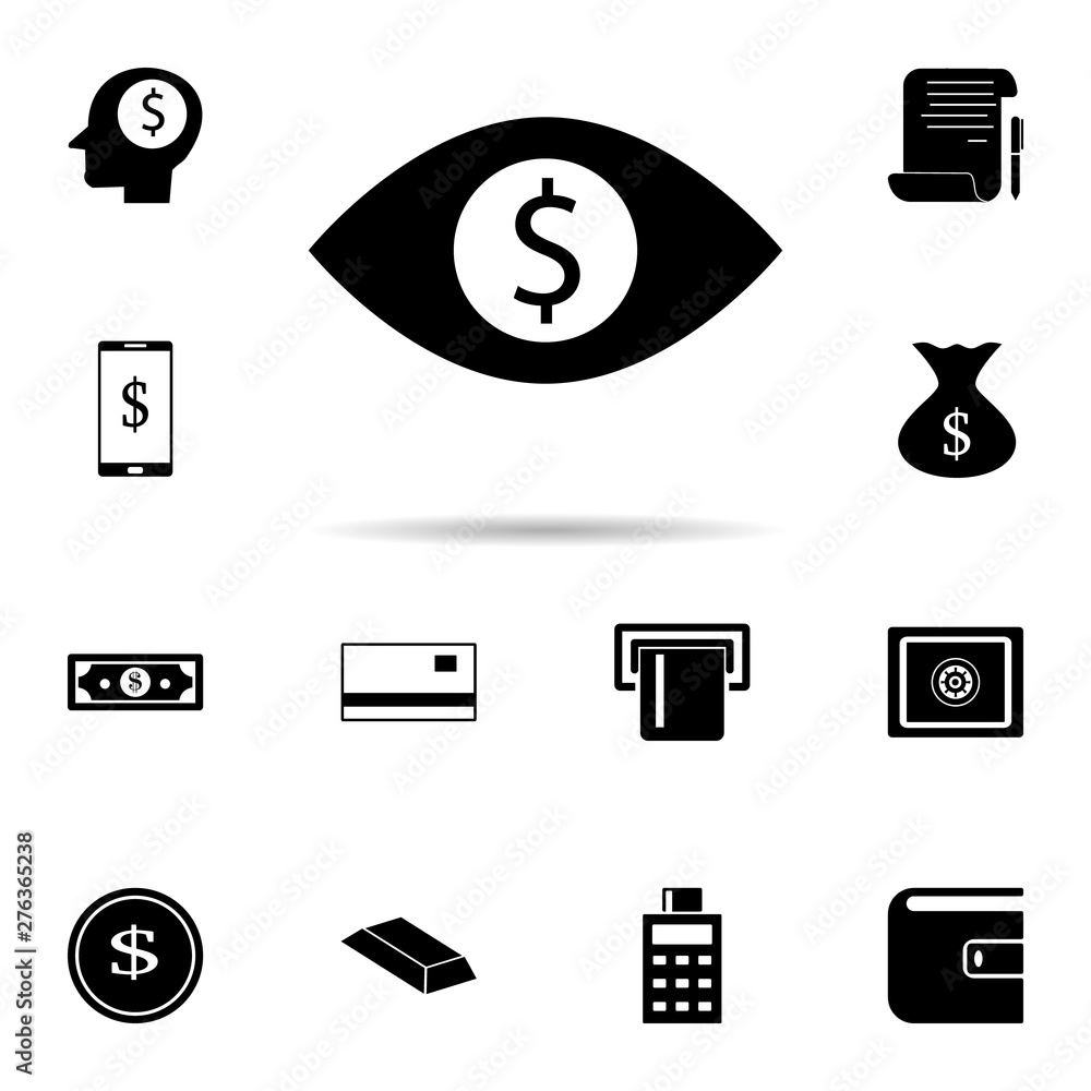 Poster money in eye icon. universal set of banking for website design and development, app development