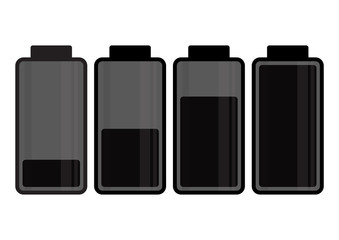 Black battery icon. Charge level. Vector illustration