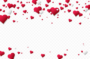 Background with many falling abstract hearts and place for your text